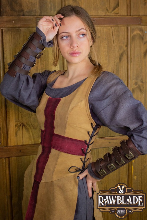 Crussader Knight Tabard, Femme - Brun clair / rouge
