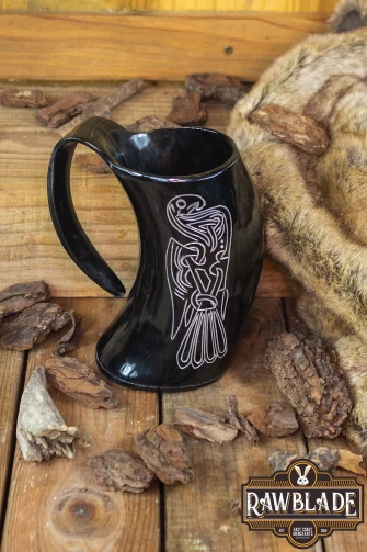 Horn Mug Big Viking Crow