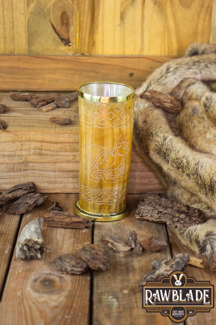 Horn Mug Celtic Cat