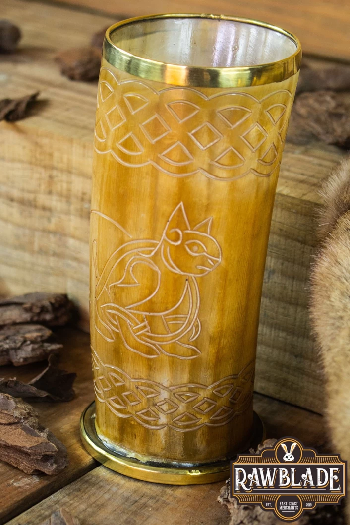 Horn Mug Celtic Cat