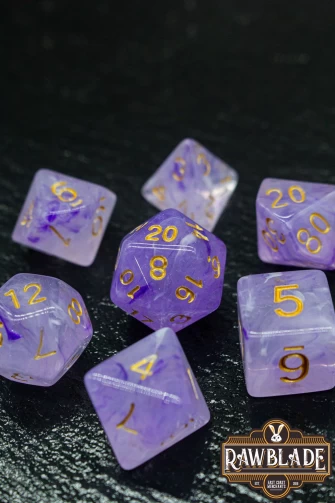 Gemstone Style Dice Set - Amethyst