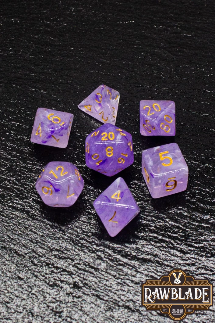 Gemstone Style Dice Set - Amethyst