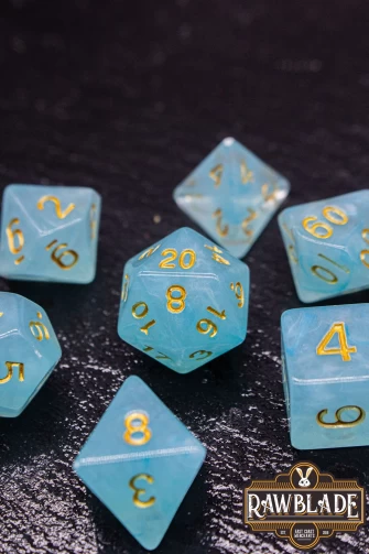 Gemstone Style Dice Set - Aquamarine