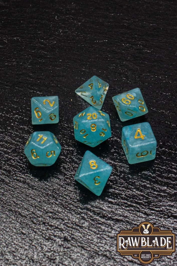 Gemstone Style Dice Set - Aquamarine
