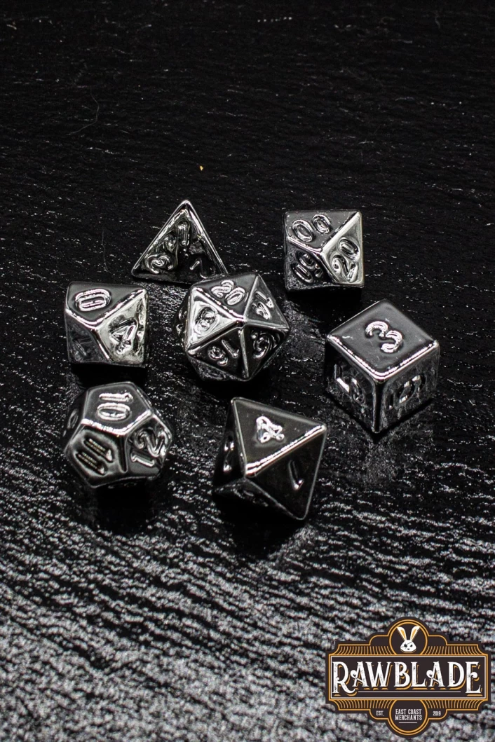 Acrylic Metallic Dice Set - Silver