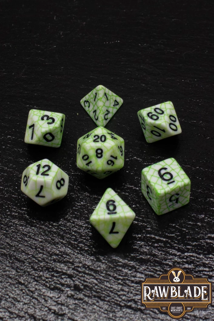 Cracked Style Dice Set - Green