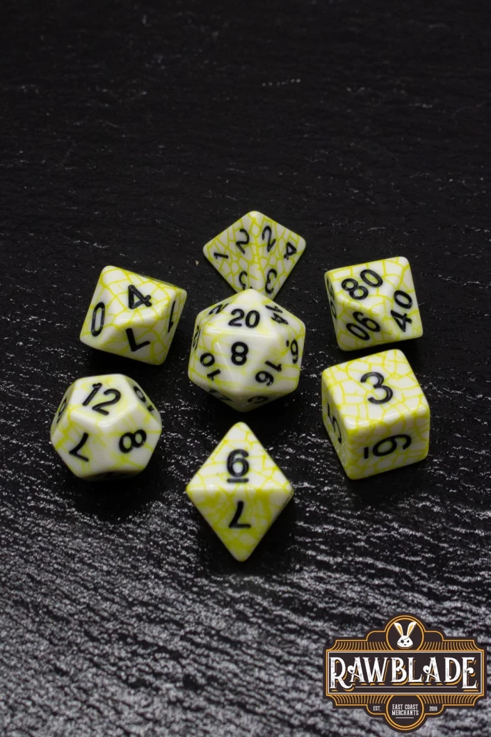Cracked Style Dice Set - Yellow