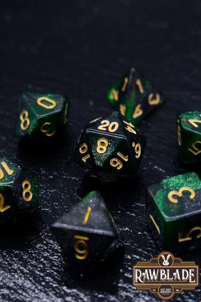 Galaxy Dice Set - Dark Green