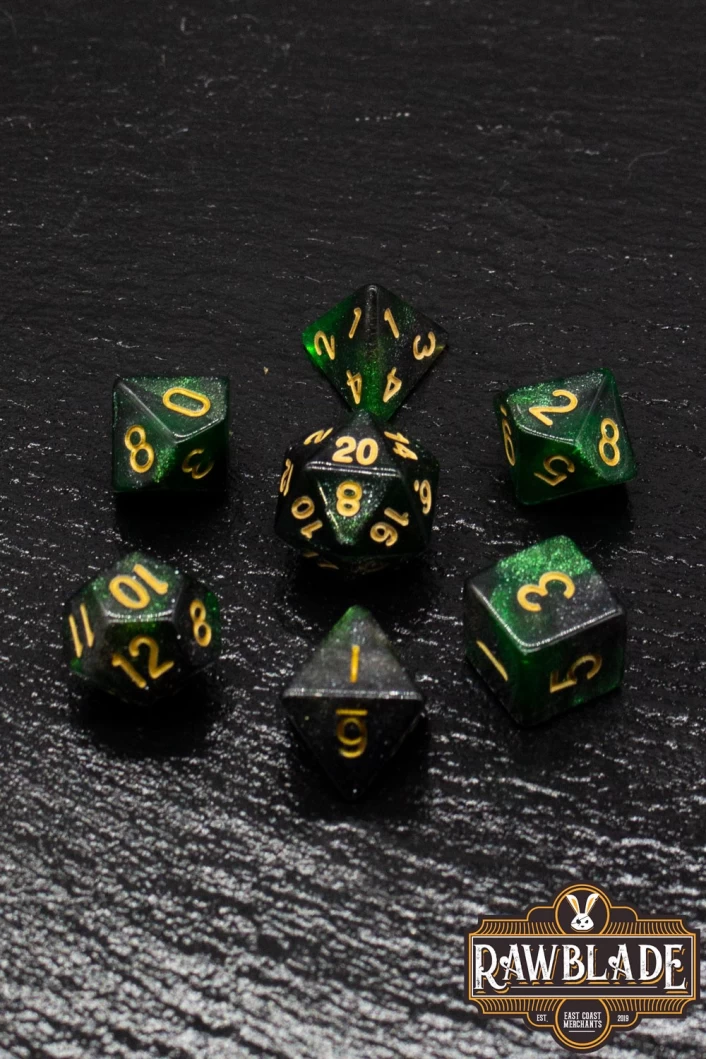 Galaxy Dice Set - Dark Green