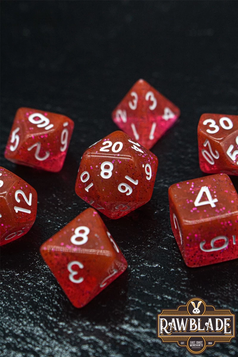 Glitter Dice Set - Red