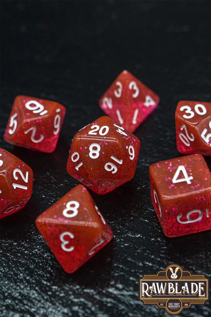 Glitter Dice Set - Red