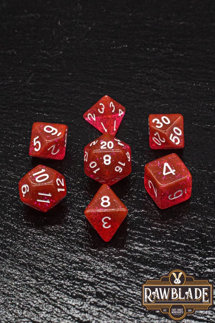 Glitter Dice Set - Red