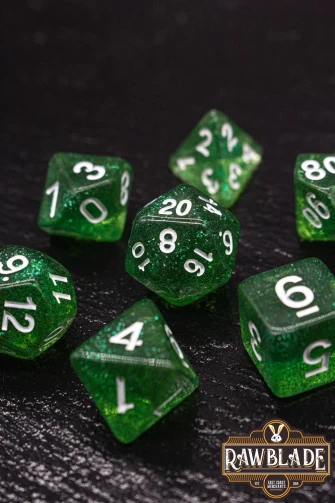 Glitter Dice Set - Green