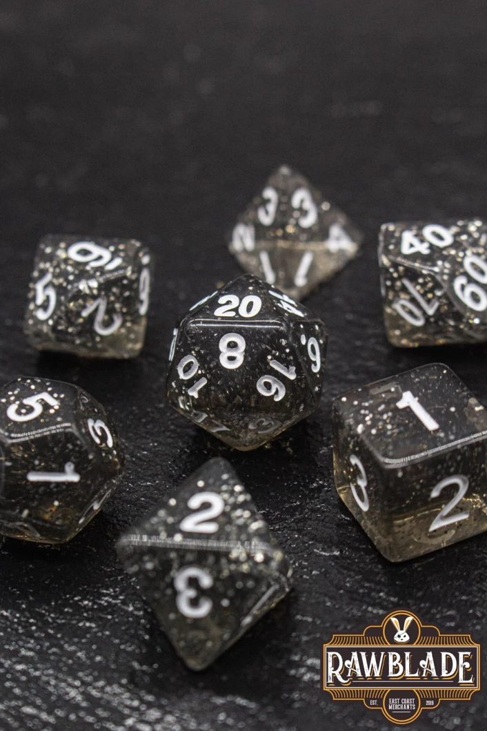 Glitter Dice Set - Dark Gray