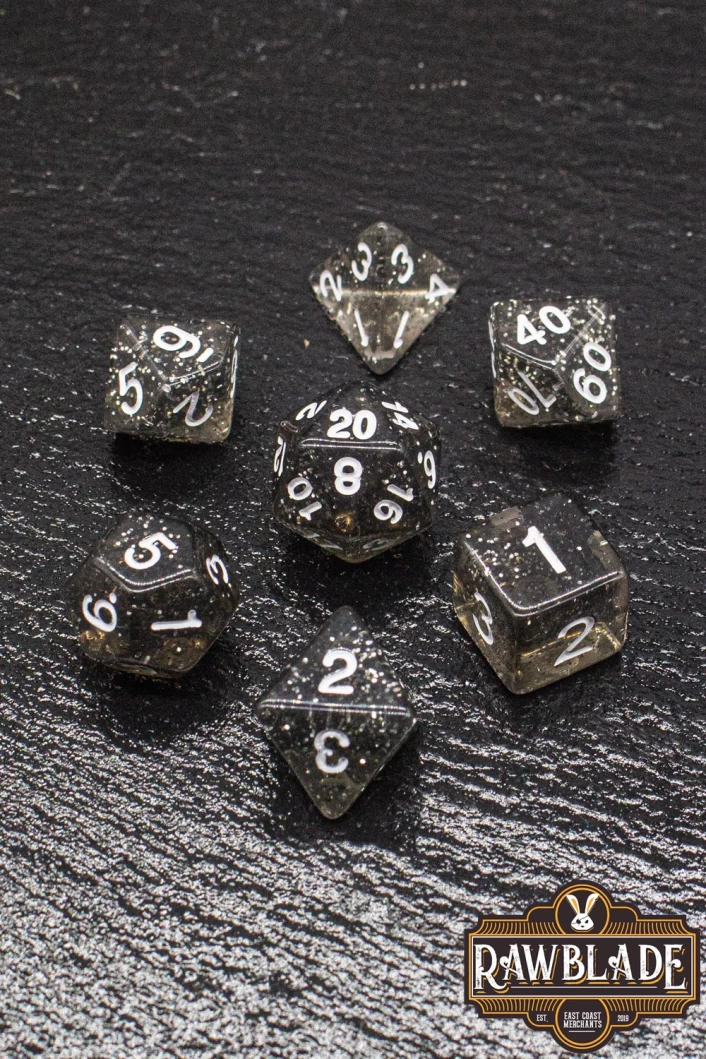 Glitter Dice Set - Dark Gray