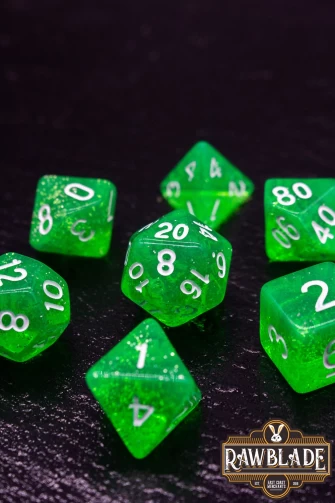 Glitter Dice Set - Light Green