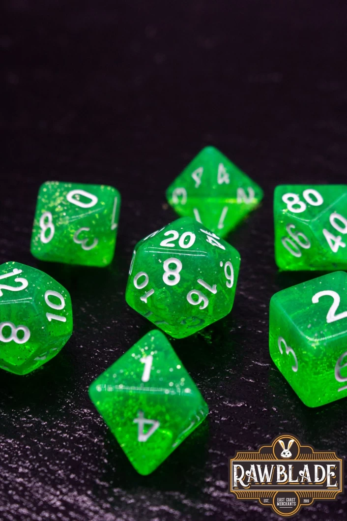 Glitter Dice Set - Light Green