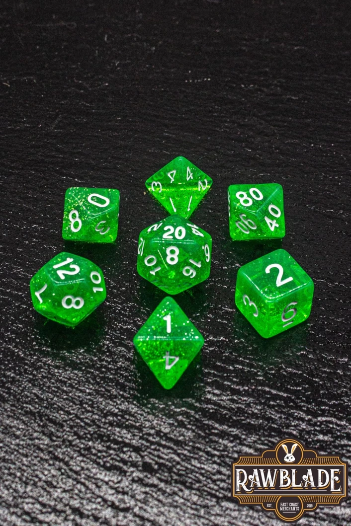 Glitter Dice Set - Light Green