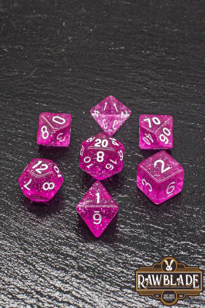 Glitter Dice Set - Pink