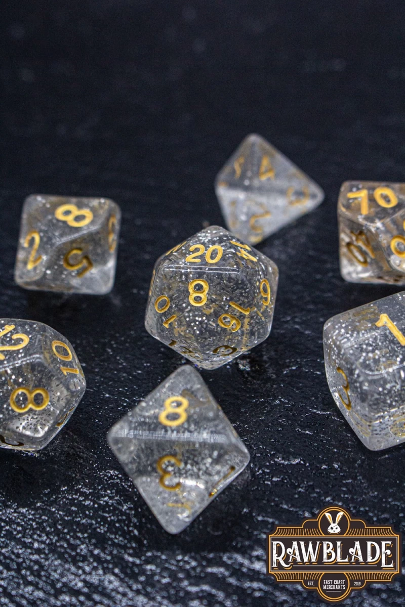 Glitter Dice Set - White