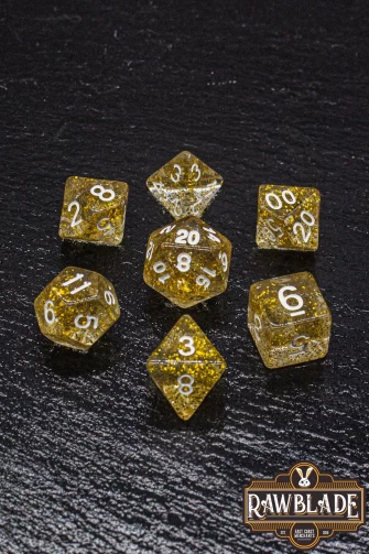 Glitter Dice Set - Yellow