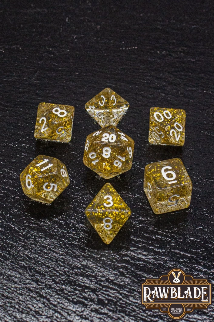 Glitter Dice Set - Yellow