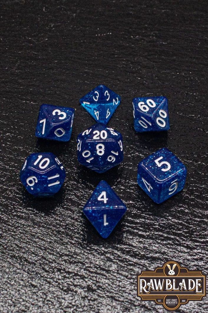 Glitter Dice Set - Dark Blue
