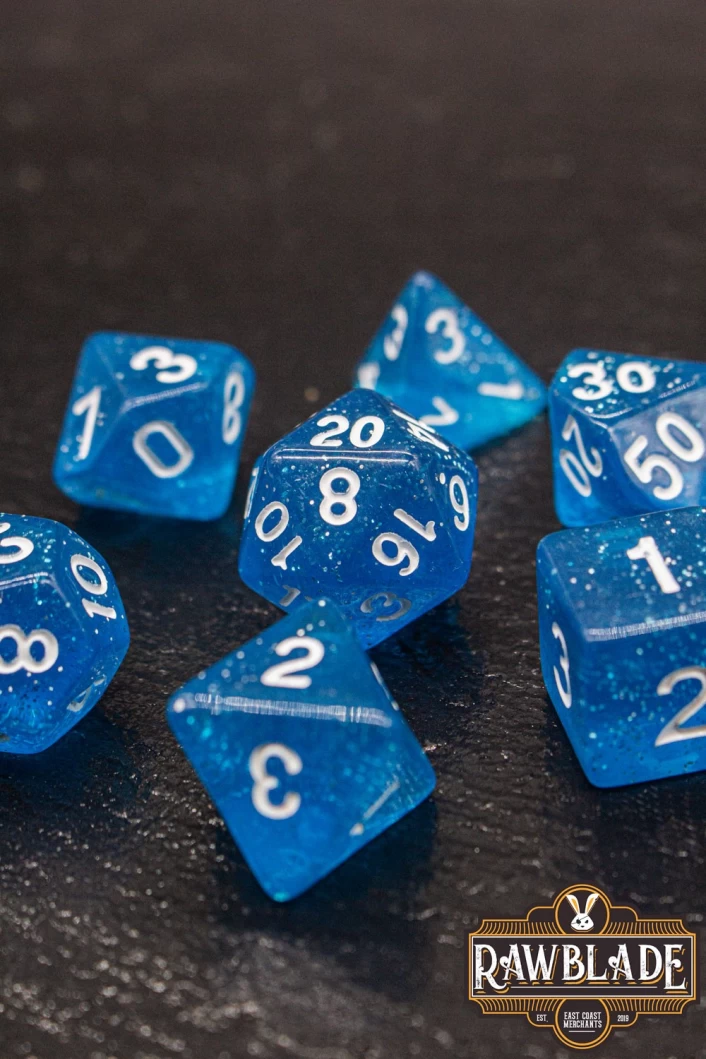 Glitter Dice Set - Blue
