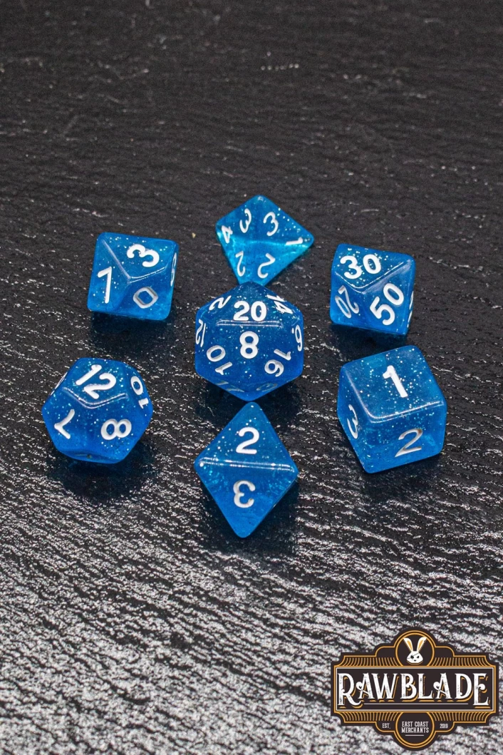 Glitter Dice Set - Blue