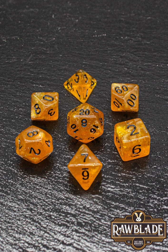 Glitter Dice Set - Orange