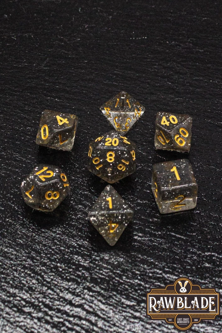 Glitter Dice Set - Black