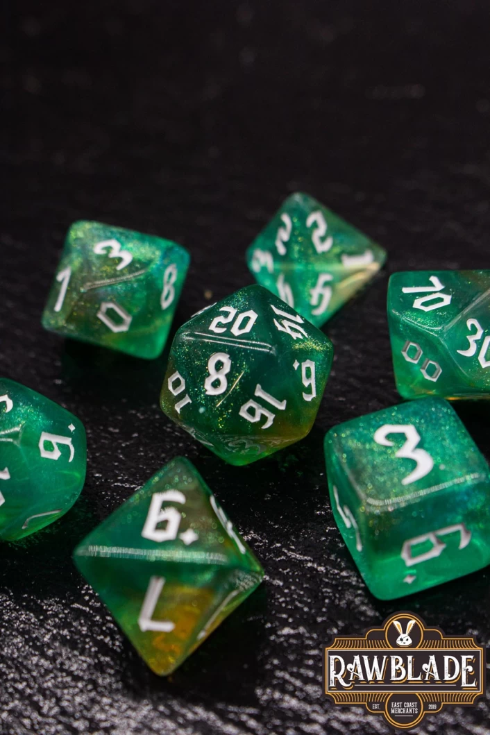 Gothic Galaxy Dice Set - Jade Green