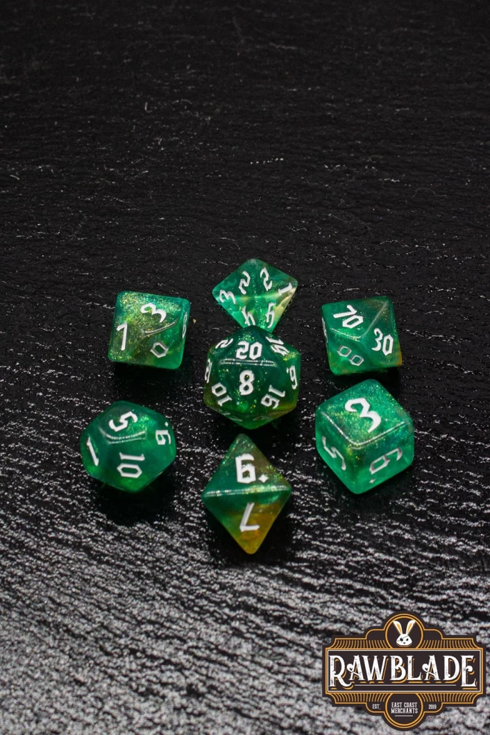 Gothic Galaxy Dice Set - Jade Green