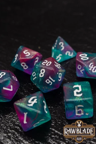 Gothic Galaxy Dice Set - Pink&Green