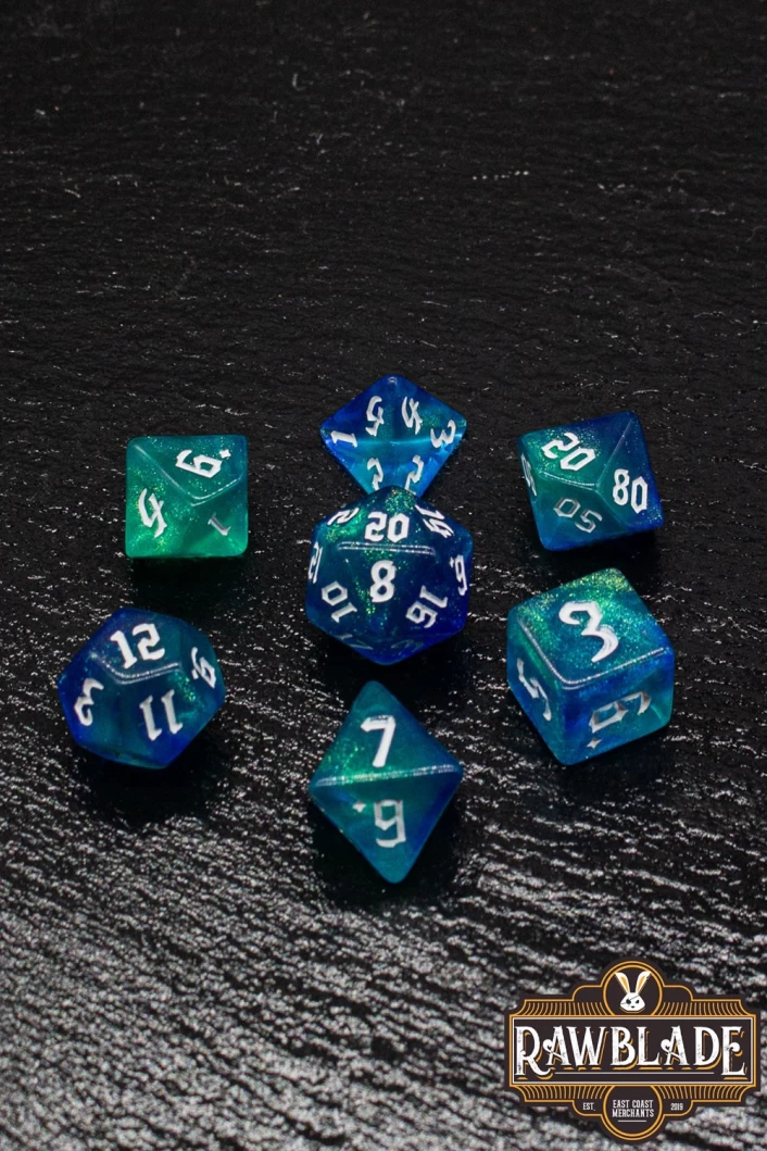 Gothic Galaxy Dice Set - Blue&Green