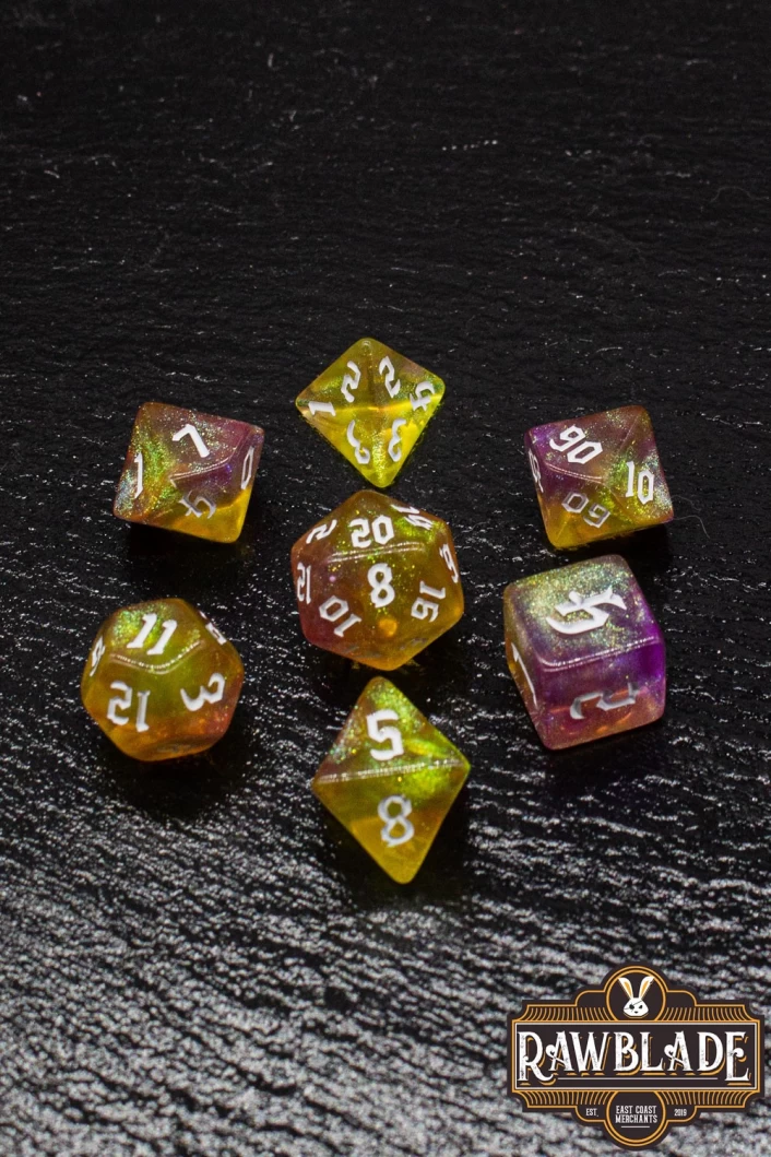 Gothic Galaxy Dice Set - Yellow&Purple