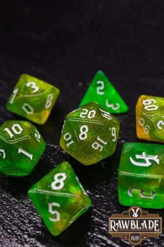 Gothic Galaxy Dice Set - Lime Green
