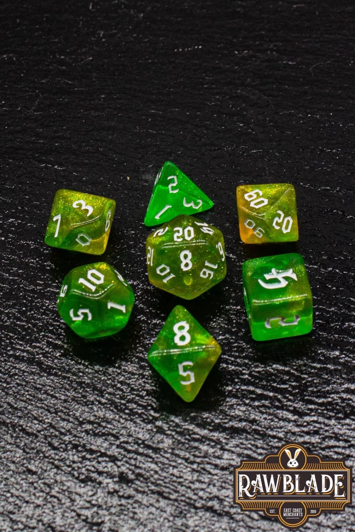 Gothic Galaxy Dice Set - Lime Green