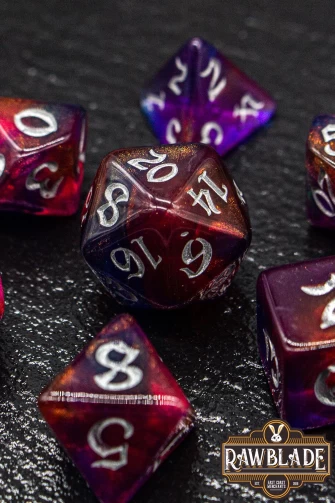 Gothic Nebula Dice Set - Ruby Aurora