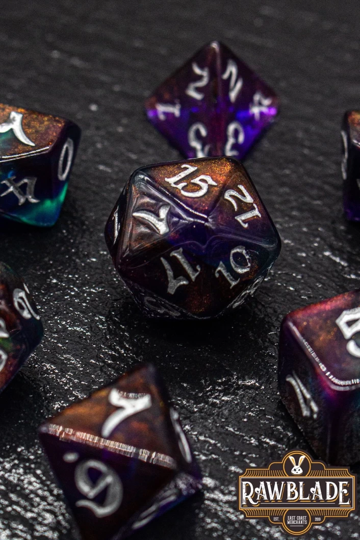 Gothic Nebula Dice Set - Cosmic Firestorm