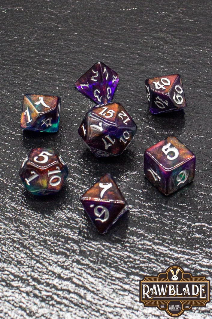 Gothic Nebula Dice Set - Cosmic Firestorm