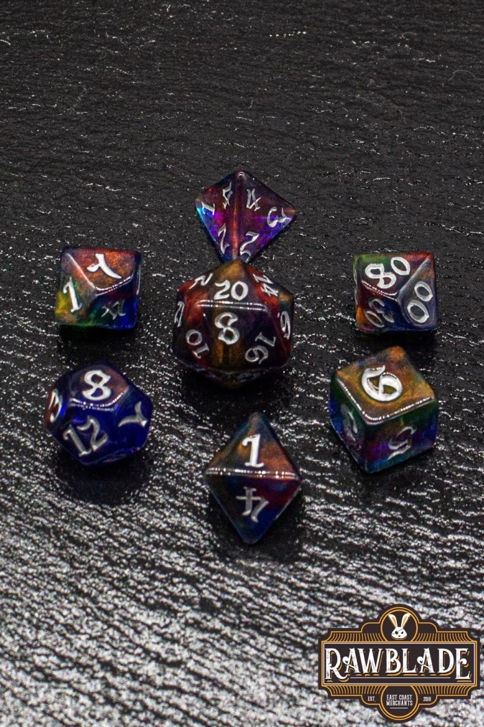 Gothic Nebula Dice Set - Rainbow Whispers