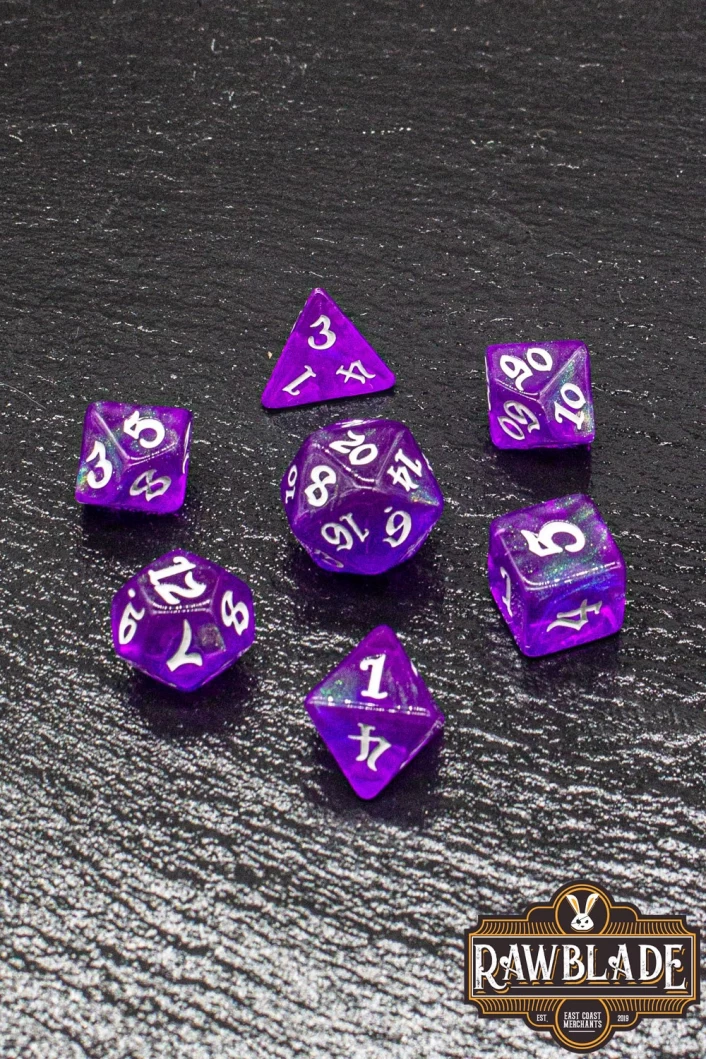 Gothic Nebula Dice Set - Amethyst Stardust