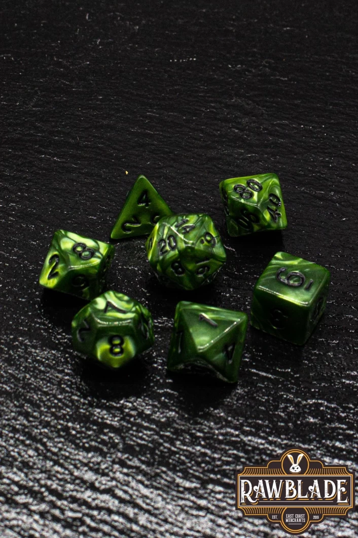 Marble Dice Set - Dark Green