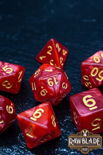 Marble Dice Set - Red/Gold