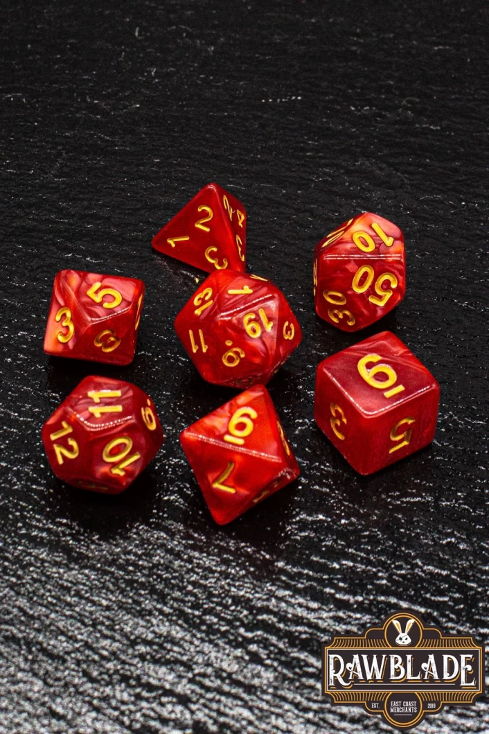 Marble Dice Set - Red/Gold