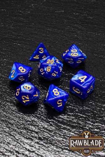 Marble Dice Set - Blue/gold