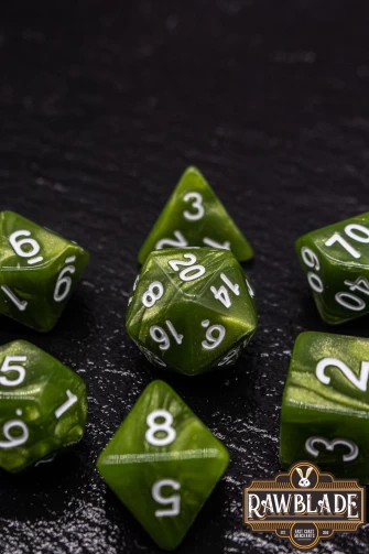 Marble Dice Set - Mossy Green