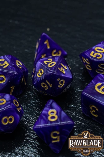 Marble Dice Set - Purple/gold
