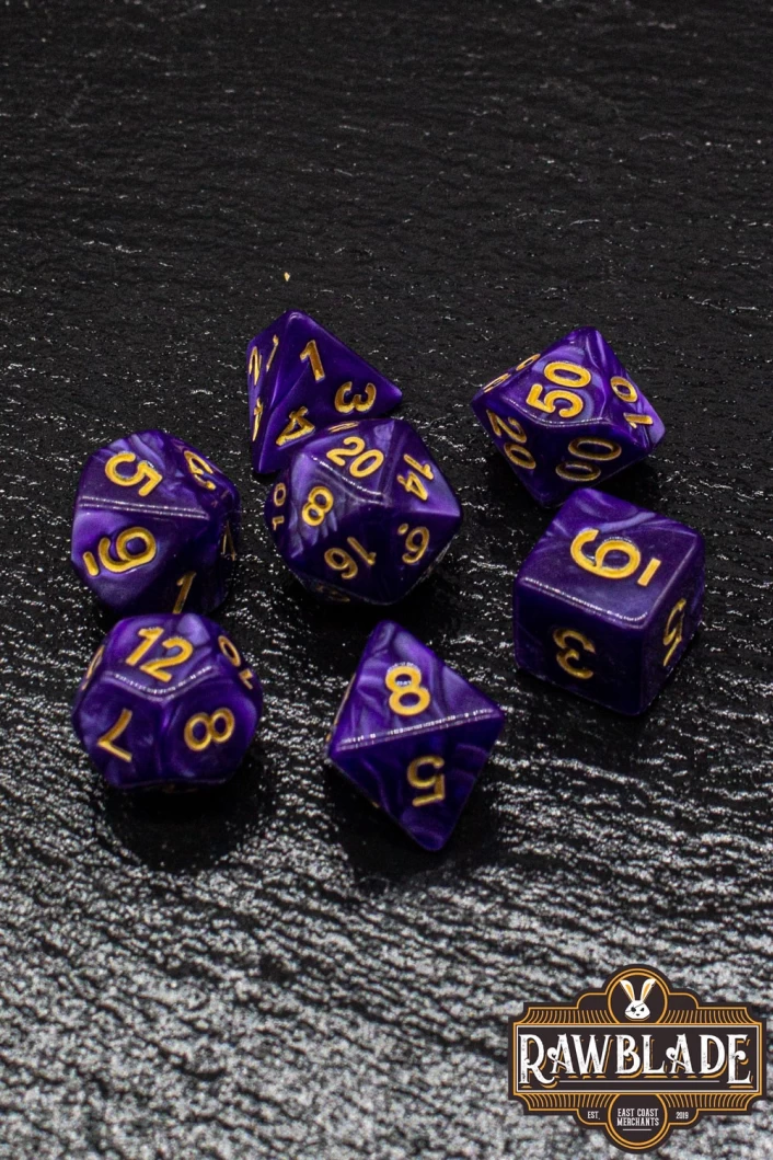 Marble Dice Set - Purple/gold